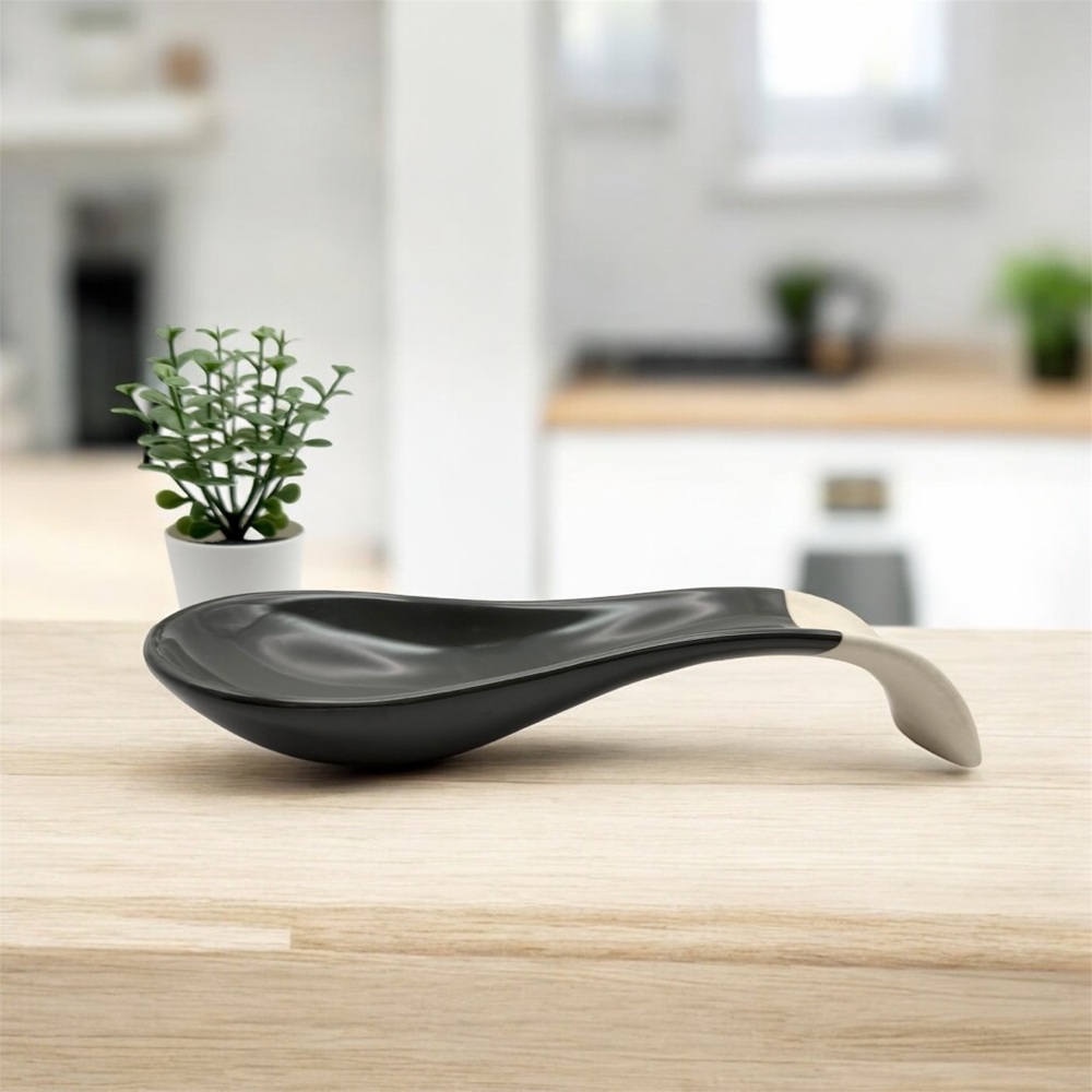 Ceramic Gray Spoon Rest, Kitchen Tools, Artisan Stoneware Maxwell Williams Home